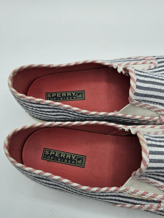 Sperry Top Sider Mariner Slip-on Shoes Navy Seersucker Women's 9.5M - Picture 6 of 8